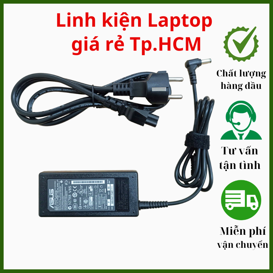  Dây Sạc Laptop Asus 19V - 3.42A 65W Đầu nhỏ  Đầu to cho Asus Zenbook Vivobook - Adapter Asus New 