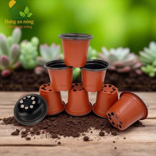  CNTL1 - Sét 50 cái chậu nâu tròn ươm trồng cây giống nhựa PP size 9x8cm - xem trong mô tả 