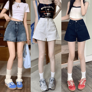  Quần Jean Short Trắng Trơn Nữ Cạp Cao Co Giãn Ôm Đùi Nhẹ Quần Short Jean Nữ Ôm Eo Tôn Dáng Demin 