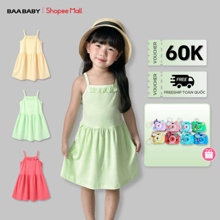 Váy 2 dây bé gái, đầm cộc tay sát nách mùa hè cho bé gái từ 1 tuổi - 10 tuổi - AD48C -  Baa Baby