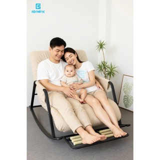Ghế Bập Bênh Thư Giãn Có Kệ Massage Chân và Điều Chỉnh Lưng 5 Cấp Độ, Ghế Bập Bênh Đơn Đệm Da Cao Cấp