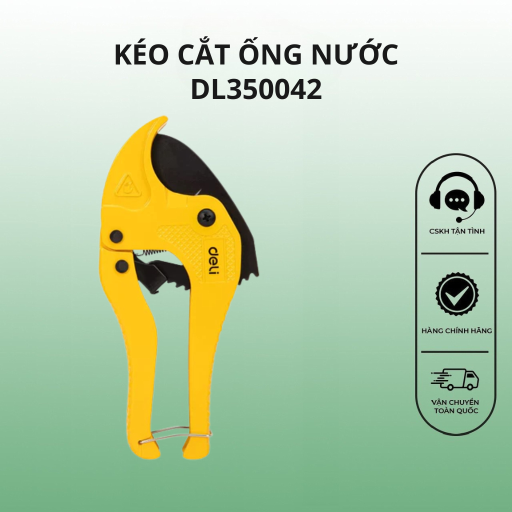 Kìm Kéo Cắt Ống Nước Nhựa Deli Chính Hãng Lưỡi Thép Chất Lượng Cao Sắc Bén Bền Bỉ DL350033