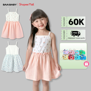 Đầm cánh tiên bé gái, váy đầm hai dây sát nách mùa hè thun cotton cho bé từ 1- 10 tuổi Baababy AD70C