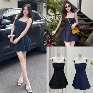 Váy 2 Dây Phối Linen 2 Màu Cúp Ngực Chiết Ly Eo Bao Tôn Dáng, Thiết Kế Chỉ May Nổi Phá Cách (Ảnh Thật Trải Sàn) Lollaye