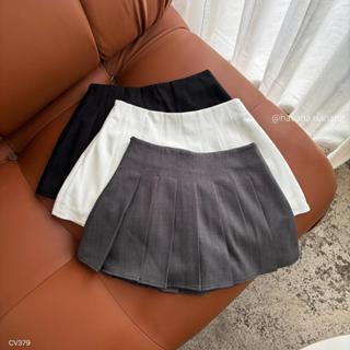 (PB.HAVANA) Chân váy xếp ly GWEEN basic chất cotton lạnh có quần bảo hộ CV379