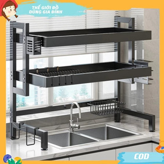 Kệ để chén Kệ úp bát đĩa có nắp đậy chống bụi thoát nước Giá bồn rửa rửa bát thép cacbon chống rỉ