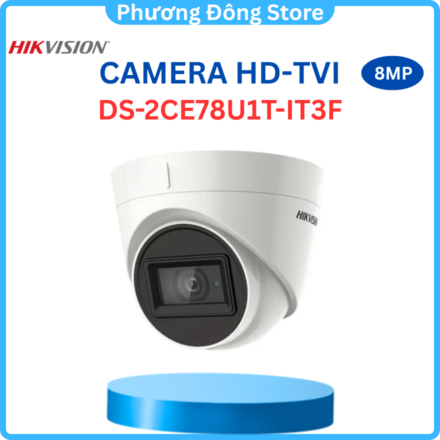 Camera HDTVI 8MP Hikvision DS-2CE78U1T-IT3F,  60m, Vỏ kim loại, Hồng ngoại thông minh, tiêu chuẩn IP