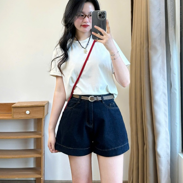 Quần short jeans đùi nữ MIAA mềm to gấu lưng cao basic phong cách Hàn Quốc | BigBuy360 - bigbuy360.vn
