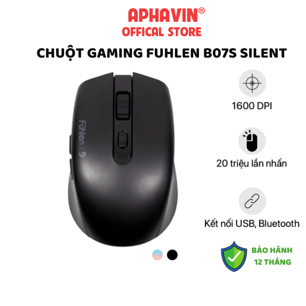 Chuột Không Dây Fuhlen B07s Bluetooth + Wireless 2.4G  (Silent switch click, DPI 1600) - Hàng Chính 