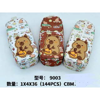  Hộp bút vải- Ví vải 9003 Capybara có 2 ngăn to rộng đẹp bóp vải. 