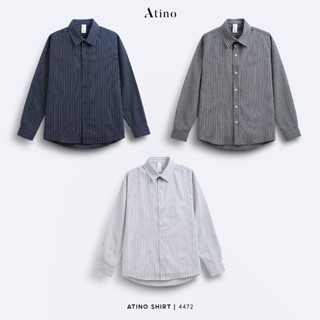 Áo Sơ Mi Dài Tay Nam ATINO Vải Oxford Cotton Họa Tiết Kẻ Sọc form regular L.2.4472
