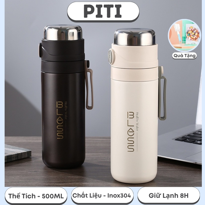 Bình nước giữ nhiệt PITI bình giữ nhiệt 500ml phong cách thời trang tặng kèm hộp