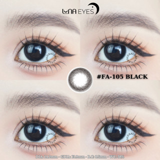 [1 year] Lens mắt FA-105 Black màu đen nhám giãn tròng tự nhiên, size vừa, thương hiệu LUNA EYES