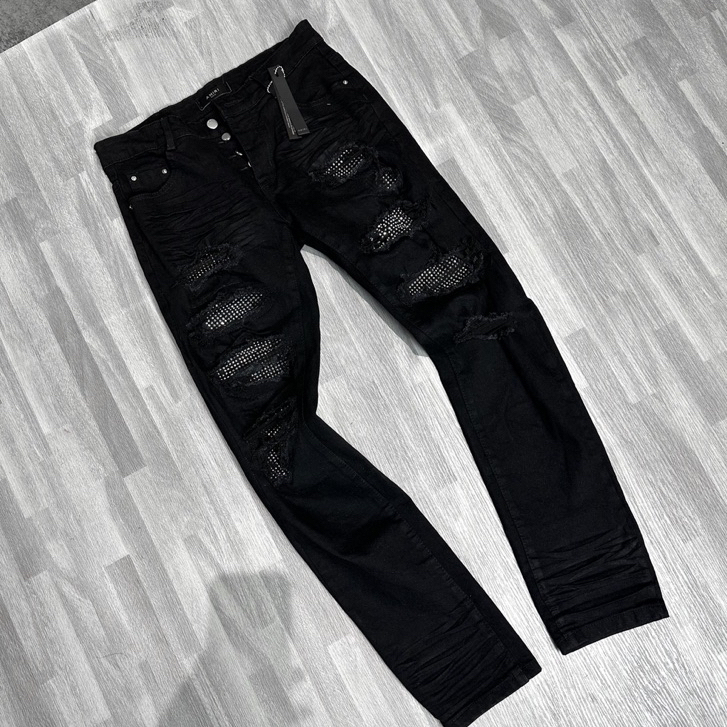  Quần Jean Đen Đính Đá Nam A.mi.ri Vintage Quần Jean Đen Vá Kim Tuyến 4 Cúc Hot Trend 
