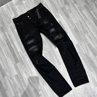 Quần Jean Đen Đính Đá Nam A.mi.ri Vintage, Quần Jean Đen Vá Kim Tuyến 4 Cúc Hot Trend