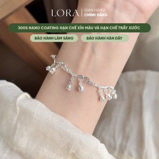   BH Trọn Đời  Kiềng Tay Nữ Bạc S990 May Mắn Khởi Đầu Mới Lora Hoa Linh Lan 