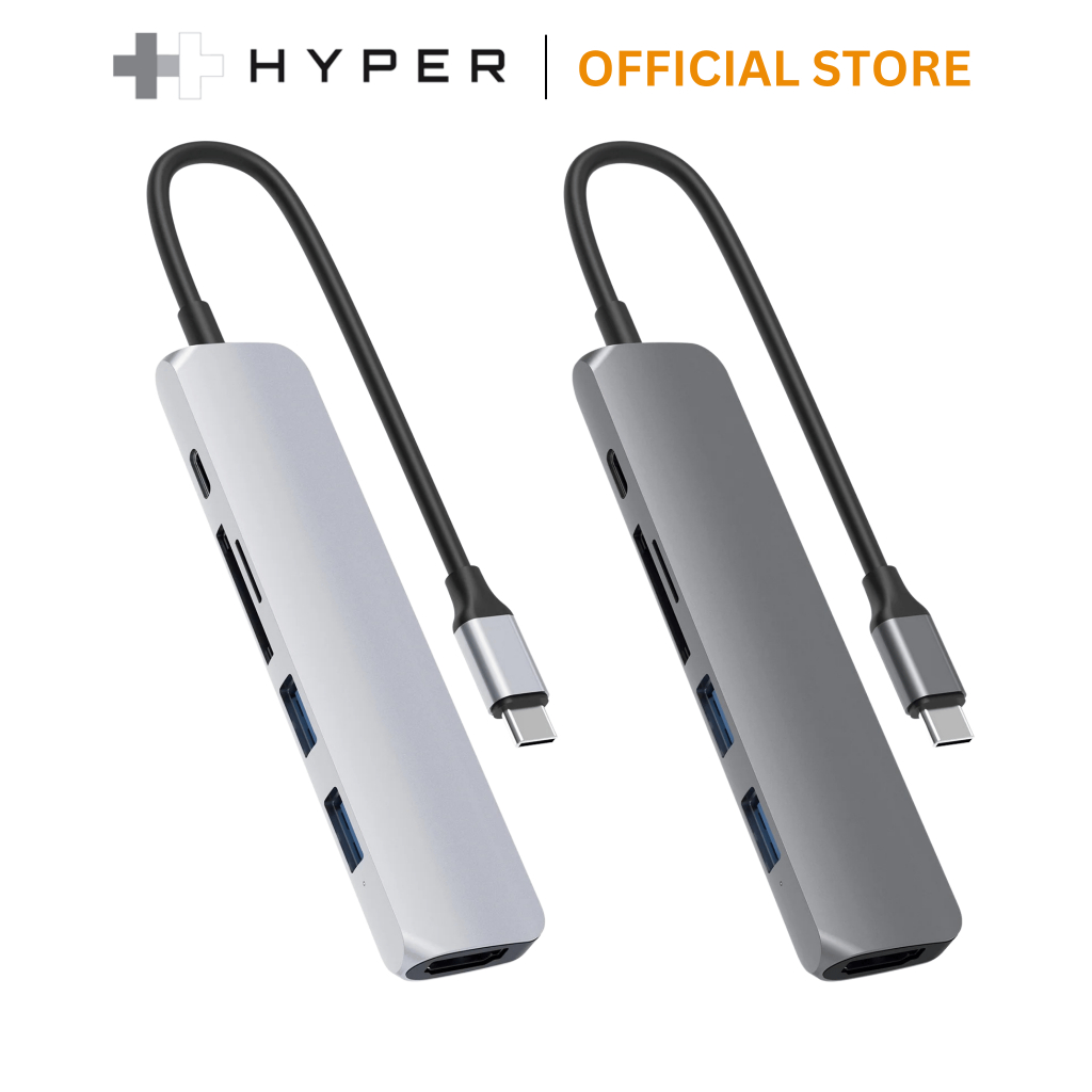 Hub chuyển đổi 6-in-1 Hyper Drive Bar cổng chuyển USB-C cho Macbook/Laptop/PC chính hãng - HD22E