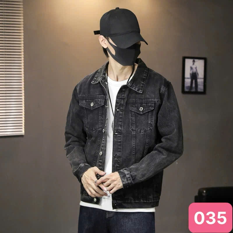Áo khoác jean nam xám không rách chất bò cao cấp co dãn 4 chiều, áo khoác rin nam đẹp form suông HAV