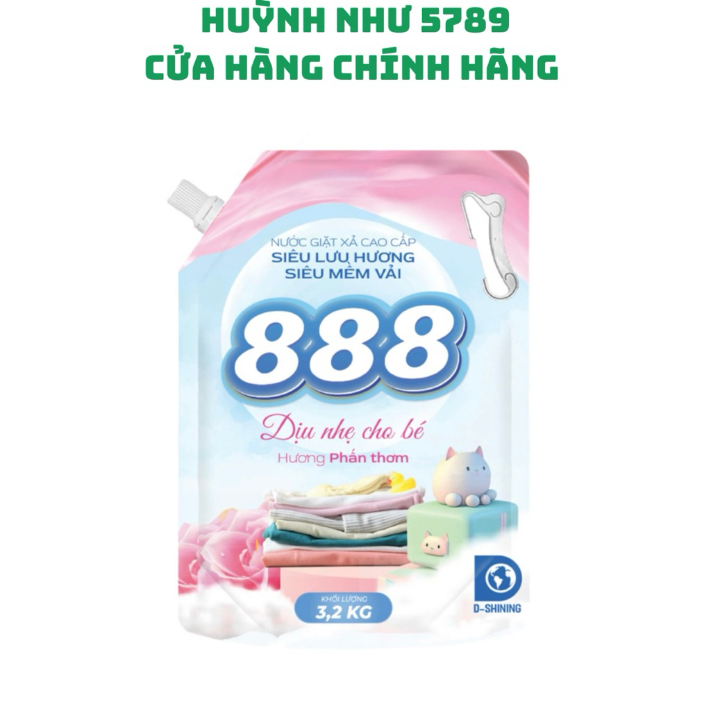[CHÍNH HÃNG]Nước giặt xả 888 hương phấn thơm túi 3,2 kí