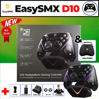 Tay Cầm Chơi Game EASYSMX D10 Chính Hãng Không Dây 2.4G, 1000Hz, Joystick TMR, Dock Sạc - MÀU ĐEN