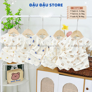 (Bộ Cộc Kem) Set 3/5 Bộ Quần Áo Cộc Tay Sơ Sinh HH Thun Petit nền kem mềm mịn mát cho bé 0-9 tháng HH-CL06 Đậu Đậu Store