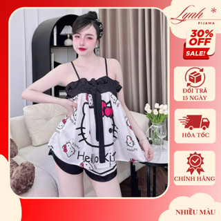  Đồ Bộ Ngủ Nữ Đùi 2 Dây Lưng Thun Có Tăng Lụa Latin Tơ Tằm Mềm Mịn Mát Freesize  45-62Kg |Lynh Pijama 