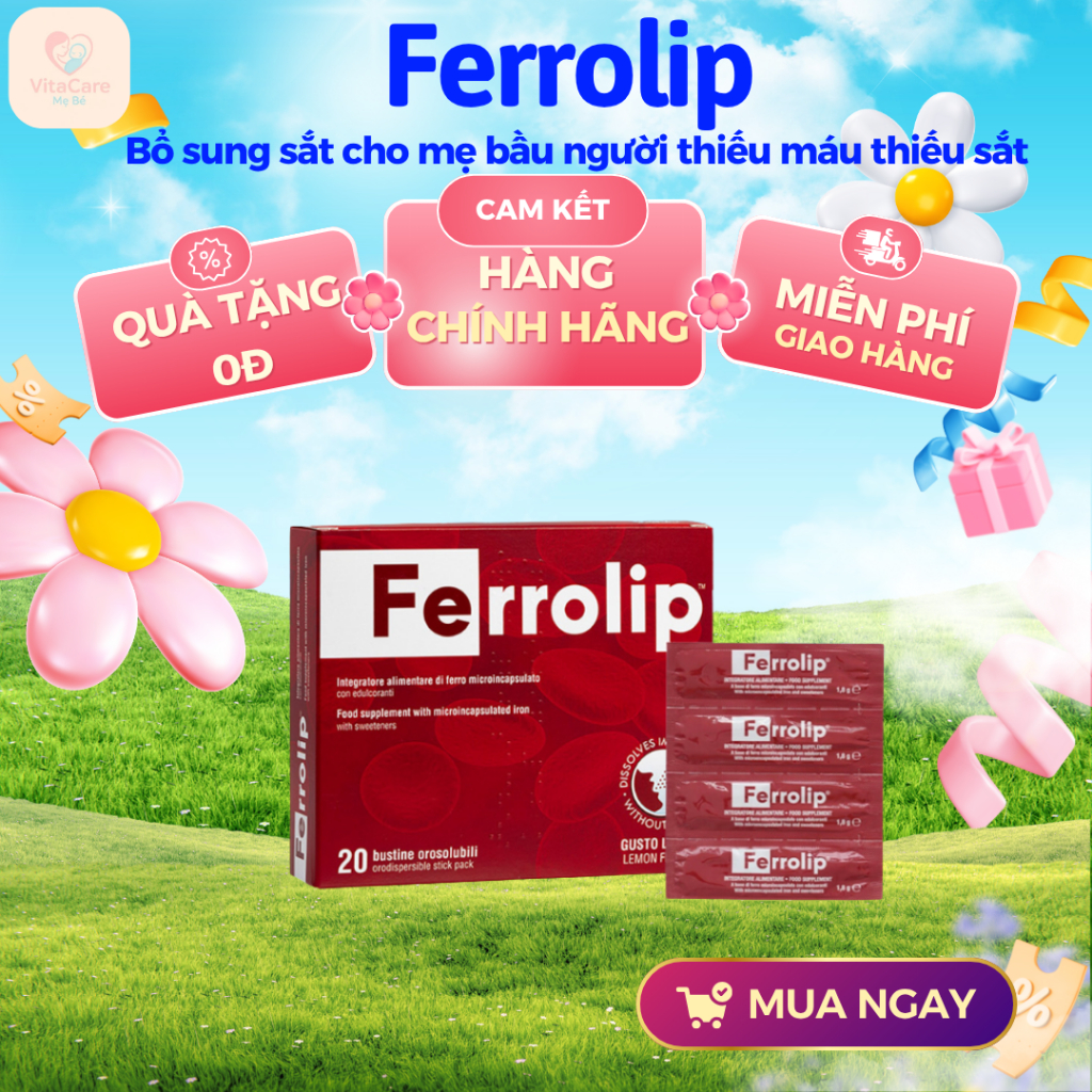 [Tích điểm 6h Tặng 1h]Sắt bột,Sắt sinh học Ferrolip liposome  bổ sung sắt cho mẹ bầu người thiếu máu thiếu sắ