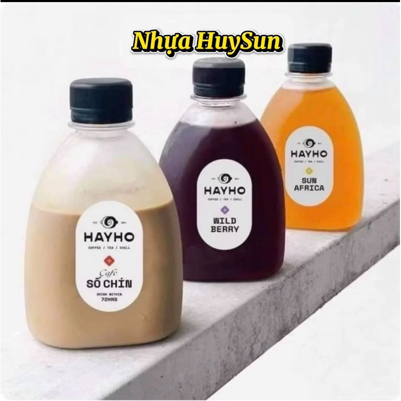 ( Set 30-50-100) Chai Nhựa Dẹp Thon 300ml Đựng Trà Sữa fi30 kèm nắp