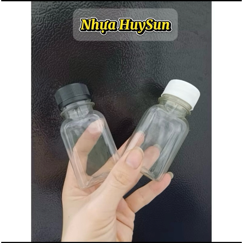 (Sỉ 30-50-100) Chai Nhựa Dẹp 50ml Cực Dày Đã Kèm Nắp Đen( Trắng)