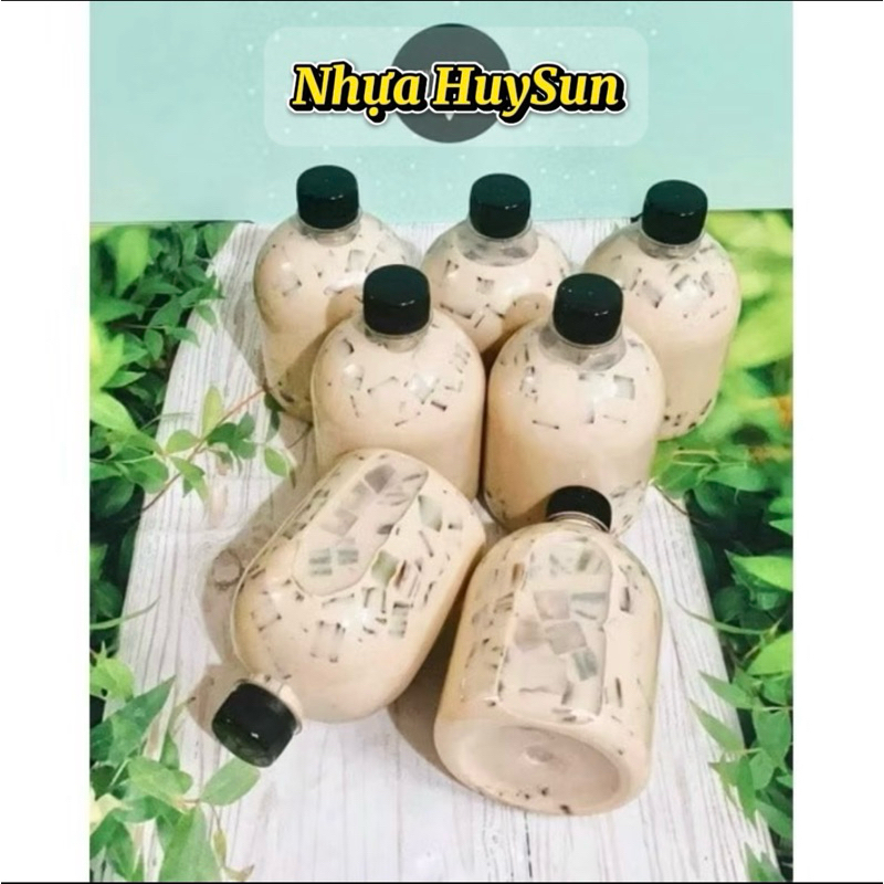 ( Set 30-50-100) Chai Nhựa Bầu Lùn 500ml Đã Kèm Nắp- Chai Nhựa Đựng Trà Sữa-Nhựa Huysun.Có Test Kiểm Định