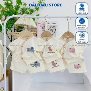 Combo 3-5 bộ cộc tay sơ sinh chất vải thun lạnh mềm mịn cho bé sơ sinh size 0-9 tháng CL07 Đậu Đậu Store