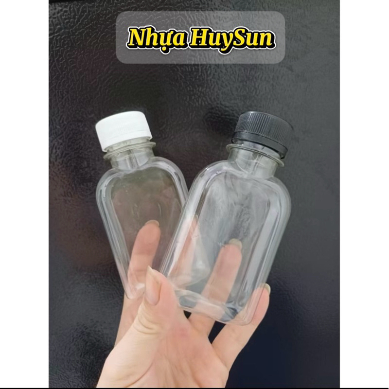 (Set 30-50-100) Chai Nhựa Dẹp Vai Bầu 100ml kèm Nắp. Chai Dày Dặn, Chai Đựng Nước Chấm, Cafe