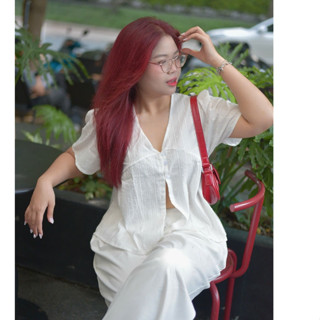  Áo babydoll kiểu nữ xô thêu phối 3 nút bigsize 90KG - Miabigsize 