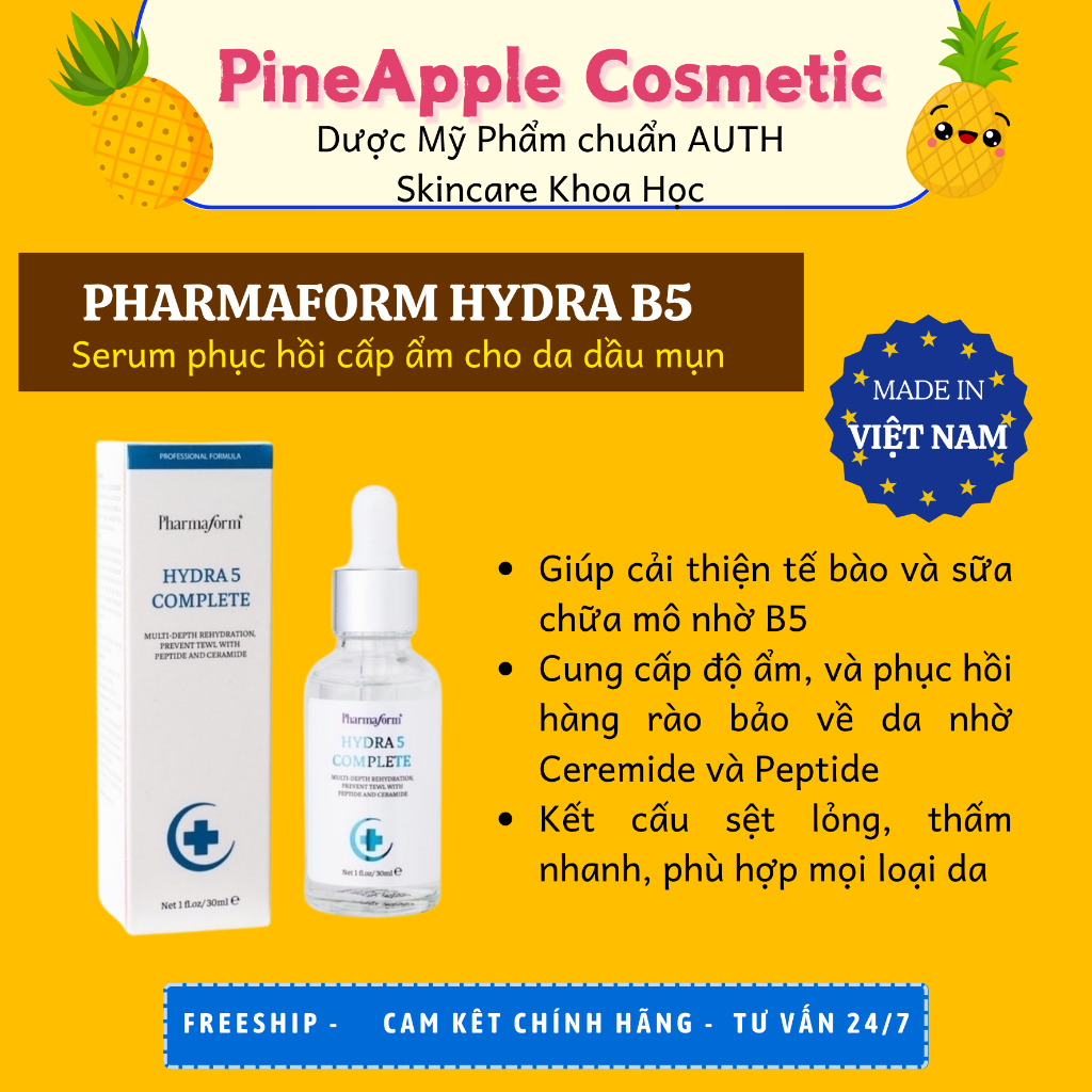 Serum B5 phục hồi , cấp ẩm cho da Pharmaform HYDRA 5 COMPLETE 30ml