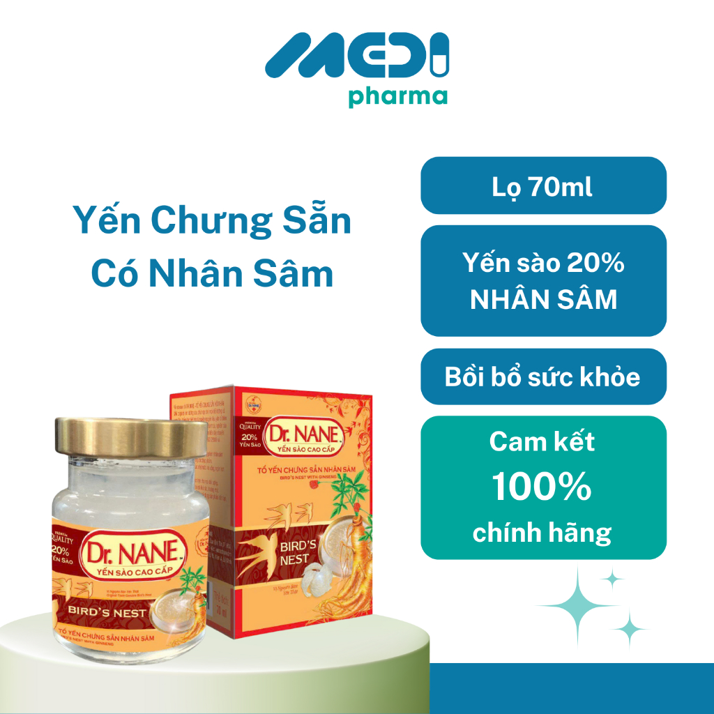 Yến chưng sẵn có nhân sâm – Dr. NANE ( 20% Yến Sào) Lọ 70ml