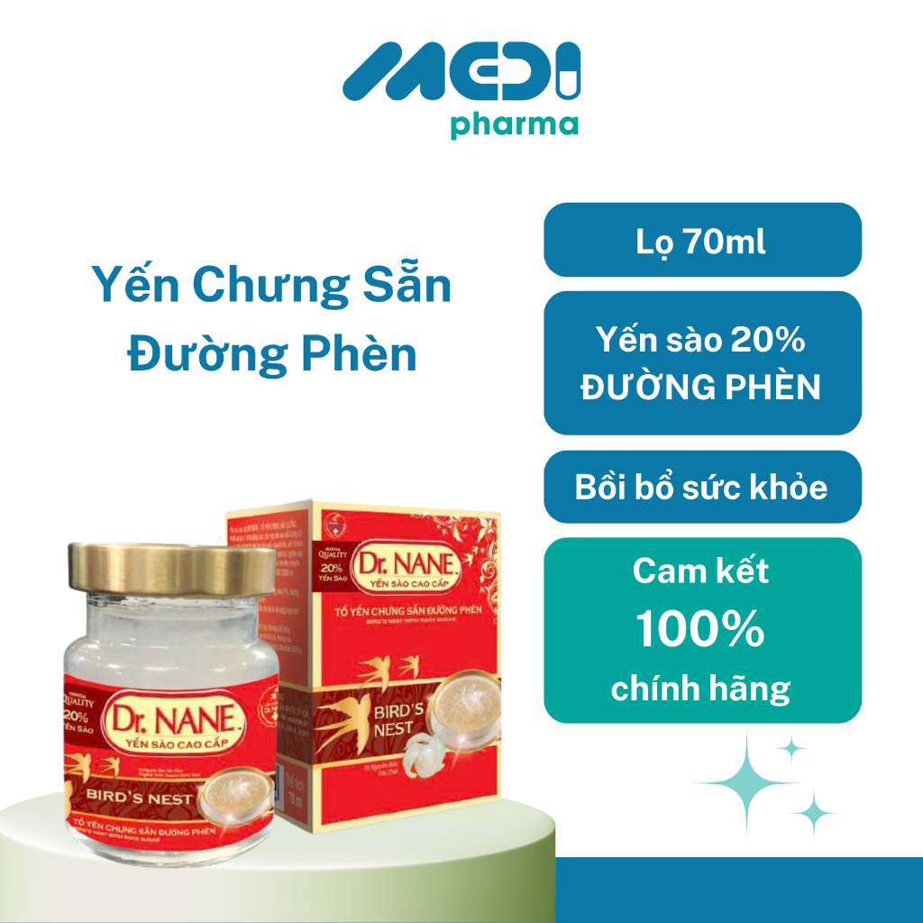 Yến chưng sẵn đường phèn – Dr. NANE (20% Yến Sào) Lọ 70ml