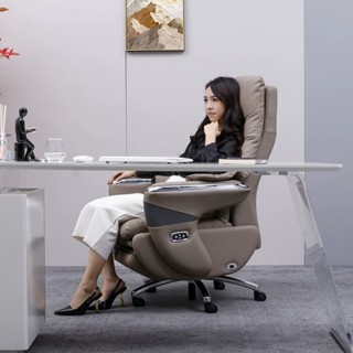 Ghế Giám Đốc Massage Da Bò Cao Cấp Ngả Bằng Điện, Xoay 360 Độ Tích Hợp Sạc USB Tiện Nghi M205