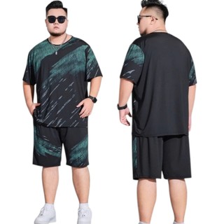 SET BỘ NAM NỮ có BIG SIZE ([BỘ NAM BIGSIZE]Cổ Tròn cộc tay mùa hè Mesnwear TOP COTTON (BỘ SỌC XANH)