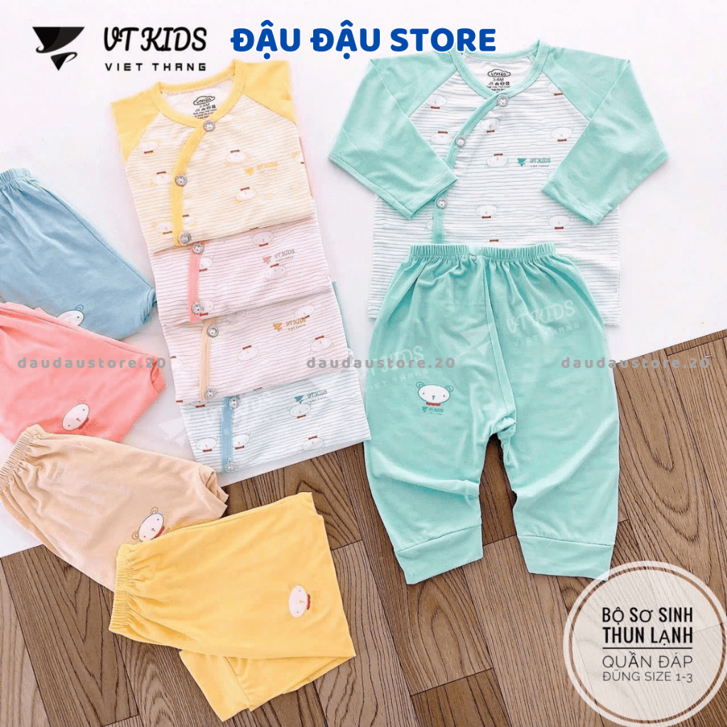 (Set 3 - Set 5) Bộ Quần Áo VT Dài Tay Sơ Sinh Thun Lạnh Petit mềm mịn cho bé sơ sinh 0-9 tháng DL114