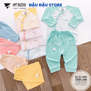 (Set 3 - Set 5) Bộ Quần Áo VT Dài Tay Sơ Sinh Thun Lạnh Petit mềm mịn cho bé sơ sinh 0-9 tháng DL114 Đậu Đậu Store