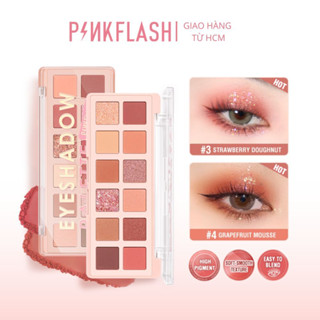 PINKFLASH Bảng phấn mắt PinkDessert độ lên màu cao nhũ ánh kim lâu trôi trang điểm đa năng 12g