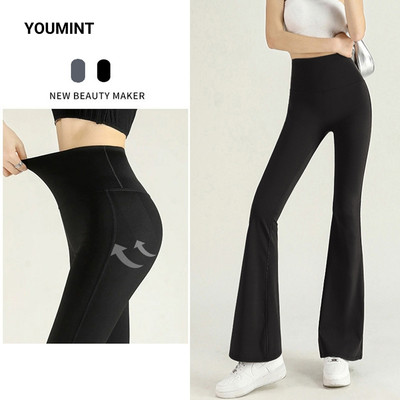 Quần ống loe nữ YOUMINT cạp cao siết eo, quần suông nữ dáng dài thon gọn đùi, vải mềm mịn tôn dáng