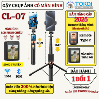 Gậy chụp ảnh, quay phim CL07 CÓ MÀN HÌNH PHẢN CHIẾU, Tripod điện thoại 3 chân có remote, kéo dài 1m7