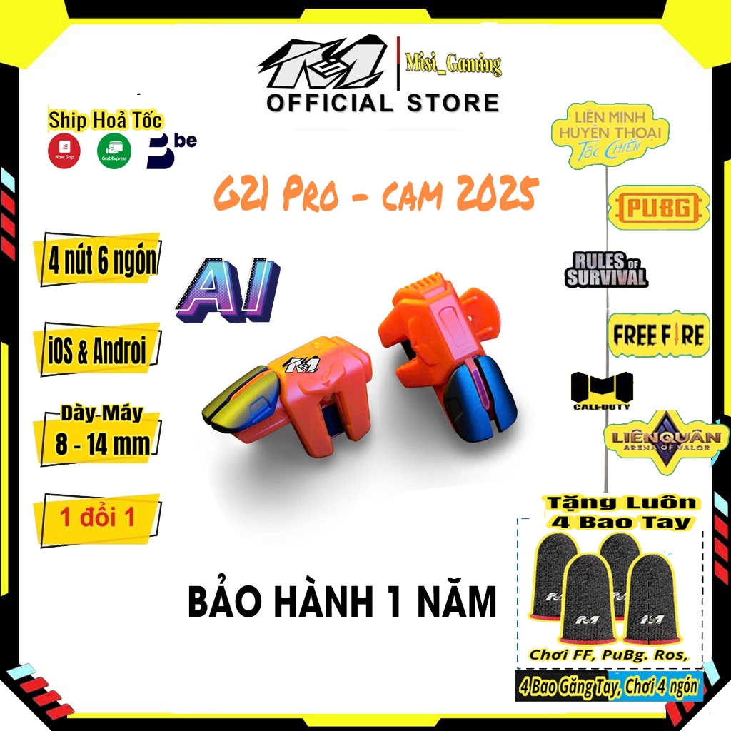 Nút bắn G21 Pro Cam macro chơi game ff, pubg,. Mobile nhấn siêu nhạy mô phỏng phi hành gia tay cầm c