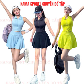 Bộ tập pickelball nữ áo bra mix chân váy hàng quảng châu chất thun cao cấp tập pickleball, tennis, cầu lông BP91