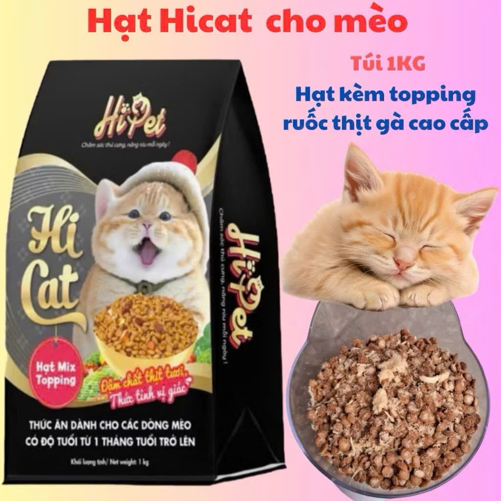Thức ăn hạt Hi Cat Hàn Quốc mix topping cao cấp 1kg