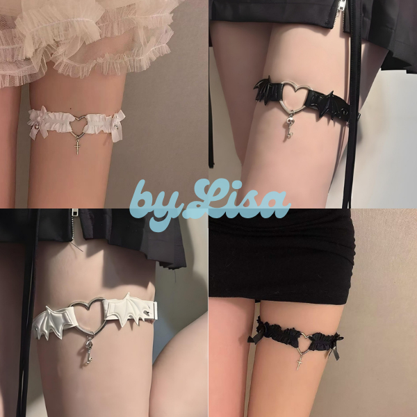 Choker Đùi Ren Voan Phối Trái Tim Sexy Gợi Cảm, Vòng Đeo Đùi Phong Cách Lolita Cosplay by.Lisa