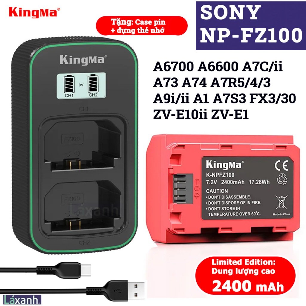 Sony NP-FZ100 | Pin và Sạc máy ảnh SONY FX3 FX30 A7C A6700 A6600 A74 A73 A7R5 A7S3 A7R4 A9ii A1 ZVE1