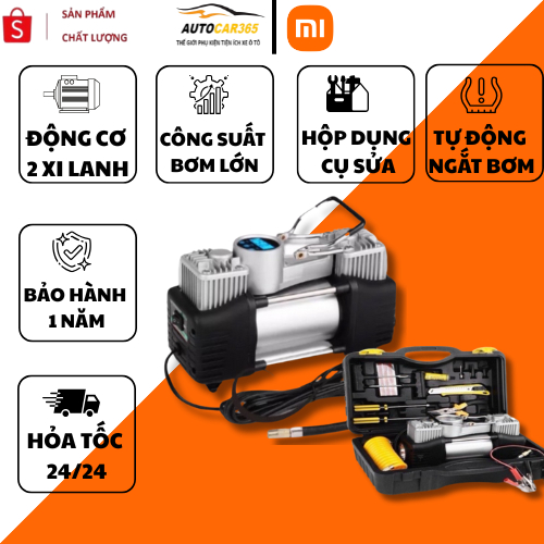  Bơm Lốp Ô Tô 2 Xi Lanh Xiaomi Air Compressor – Kèm Hộp Dụng Cụ Vá Lốp & Sửa Chữa Khẩn Cấp 