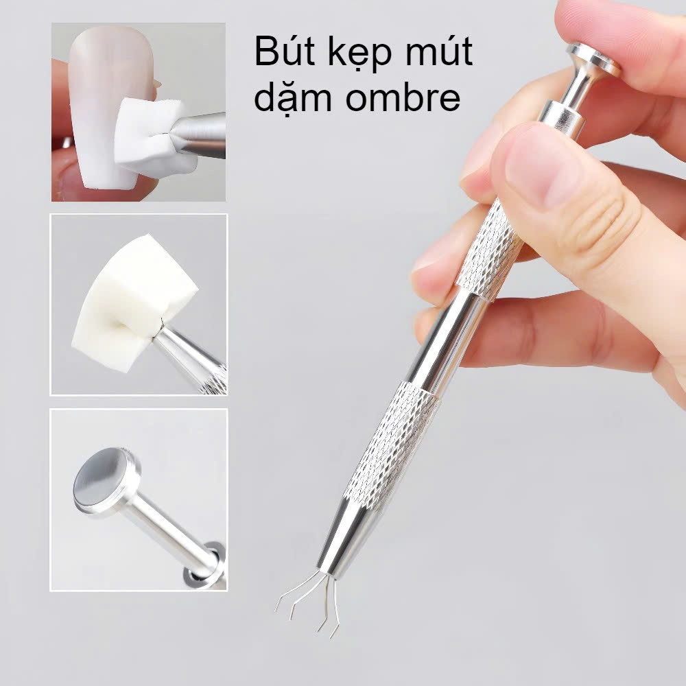 Bút kẹp mút dặm ombre, nhíp kẹp bông dặm ombre, mút, bông ombre - dụng cụ nail